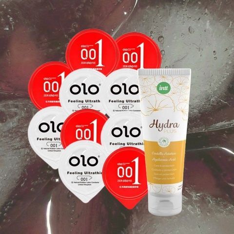 Набір "OLO Feeling Ultrathin 5 шт, OLO Розігріваючі 5 шт, Intt Hydra Plus (100 мл)" MM1228 фото