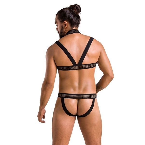Комплект чоловічої білизни з кріпленнями Passion 043 JACOB S/M Black, труси, шлейки SO7601 фото