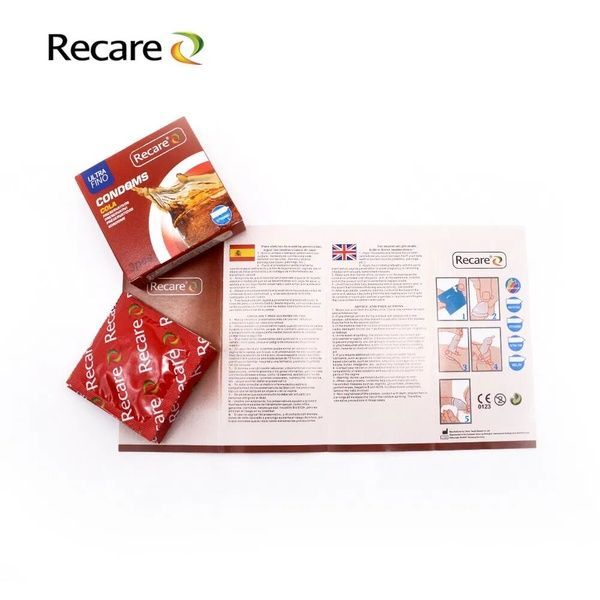 Презервативи Recare Cola Dotted&Ribbed Condoms 3 шт, з пухирцями та ребрами, аромат: Кола SX3319 фото
