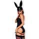 Еротичний костюм кролика Obsessive Bunny costume S/M, black, боді, чокер, гартери, панчохи, маска SO7701 фото 7