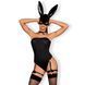 Еротичний костюм кролика Obsessive Bunny costume S/M, black, боді, чокер, гартери, панчохи, маска SO7701 фото 6