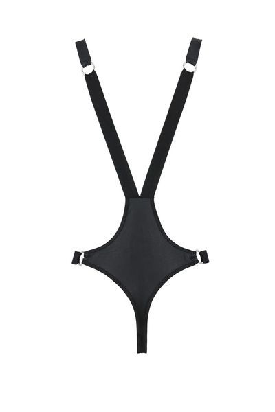 Чоловіче боді з люверсами Passion 028 HARRY XXL/XXXL Black, екошкіра, на шлейках SO7557 фото