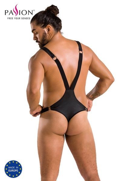Чоловіче боді з люверсами Passion 028 HARRY XXL/XXXL Black, екошкіра, на шлейках SO7557 фото