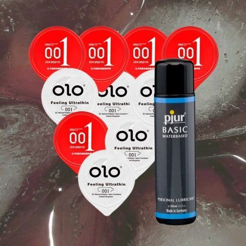 Набір "Розігрів ОЛО з Basic Waterbased" (OLO Feeling Ultrathin 5 шт, OLO Розігріваючі 5 шт, Basic Waterbased 100 мл) MM1334 фото