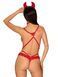 Еротичний костюм чортика зі стреп Obsessive Evilia teddy red S/M, боді, чокер, накладки на соски, обруч з ріжками SO7706 фото 8