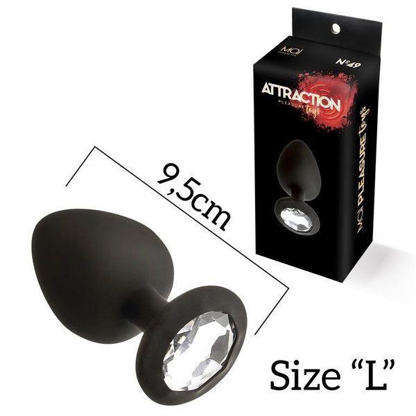 Анальна пробка з кристалом MAI Attraction Toys №49 Black (м`ята упаковка) SO4632-R фото