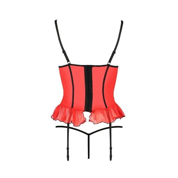 Корсет з відкритими грудьми CHERRY CORSET red XXL/3XL -Passion Exclusive, трусики, пажі, стрепи, обо PS25506 фото