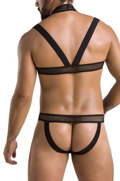 Комплект чоловічої білизни з кріпленнями Passion 043 JACOB XXL/XXXL Black, труси, шлейки SO7602 фото