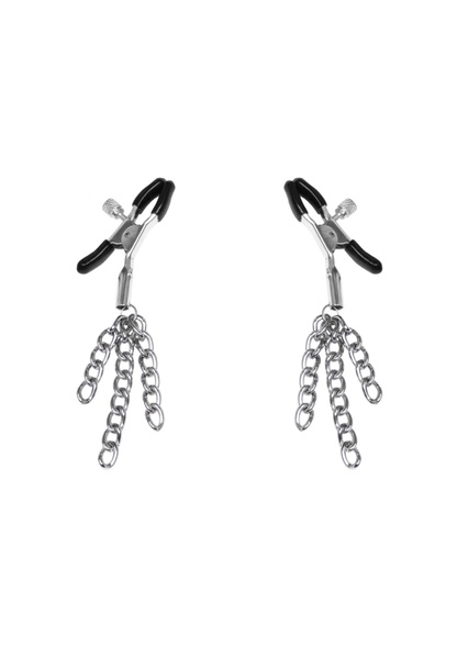 Затискачі для сосків з пензликами Feral Feelings - Nipple clamps Tassels, срібло/чорний SO3784 фото
