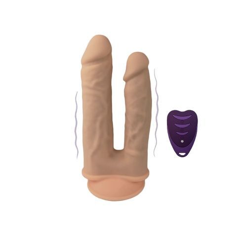Подвійний фалоімітатор з вібрацією SilexD Double Gusto Vibro Flesh (Model 1 size 8" & 7") + LRS, діаметр 4,5 см та 3,7 см SO8209 фото