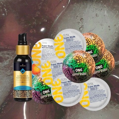 Набір "Інтенсивне Зволоження і Стимуляція" (ONE Super Studs 9 шт, Sensuva Ultra-Thick Water-Based (57 мл)) MM1192 фото