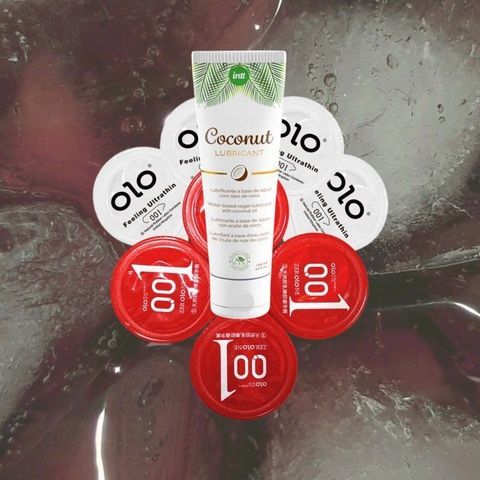 Набір "OLO Feeling Ultrathin 5 шт, OLO Розігріваючі 5 шт, Intt Coconut (100 мл)" MM1229 фото