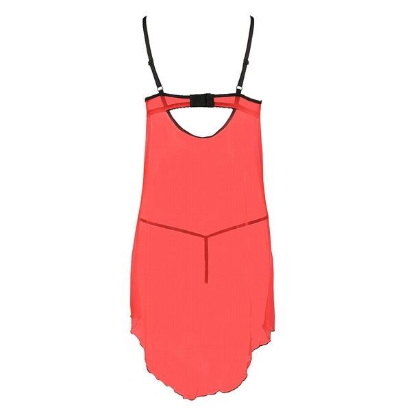 Прозорий пеньюар з відкритими грудьми CHERRY CHEMISE red L/XL - Passion Exclusive, трусики PS25501 фото