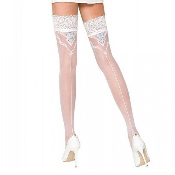 Панчохи Passion ST108 1/2 white, на ажурній силіконовій резинці з люрексовою ниткою SO7651 фото