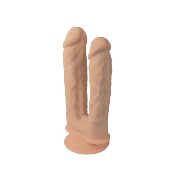 Подвійний фалоімітатор з вібрацією SilexD Double Gusto Vibro Flesh (Model 1 size 8" & 7") + LRS, діаметр 4,5 см та 3,7 см SO8209 фото