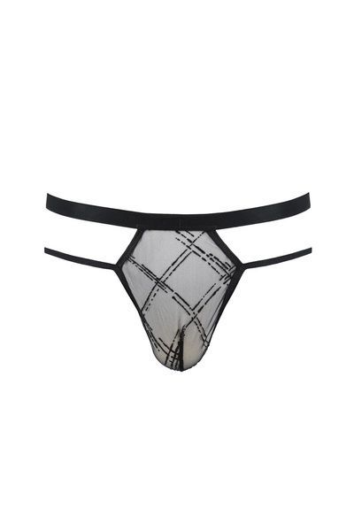 Чоловічі прозорі стринги Passion 029 THONG COLLIN L/XL Black, сітка SO7558 фото