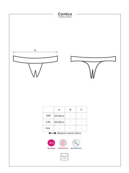 Мереживні танга з доступом Obsessive Contica crothchles thong L/XL, чорні SO7257 фото