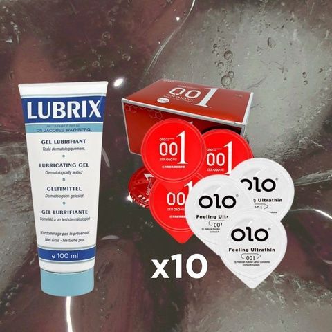 Набір OLO Feeling Ultrathin (5 шт), OLO збуджуючі з розігріваючим ефектом (5 шт), Lubrix (100 мл) MM1532 фото