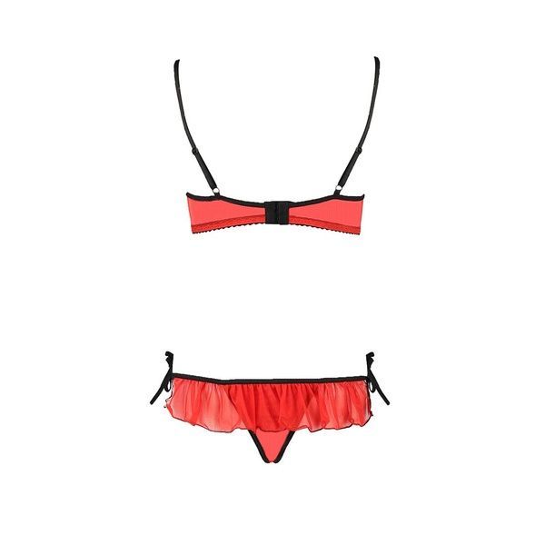 Комплект білизни Passion Exclusive CHERRY SET OpenBra L/XL, red, відкритий ліф, трусики-спідничка PS25507 фото