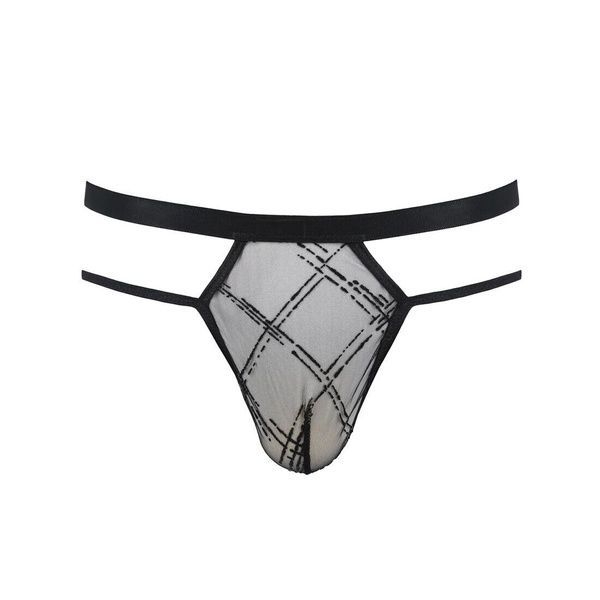 Чоловічі прозорі стринги Passion 029 THONG COLLIN L/XL Black, сітка SO7558 фото