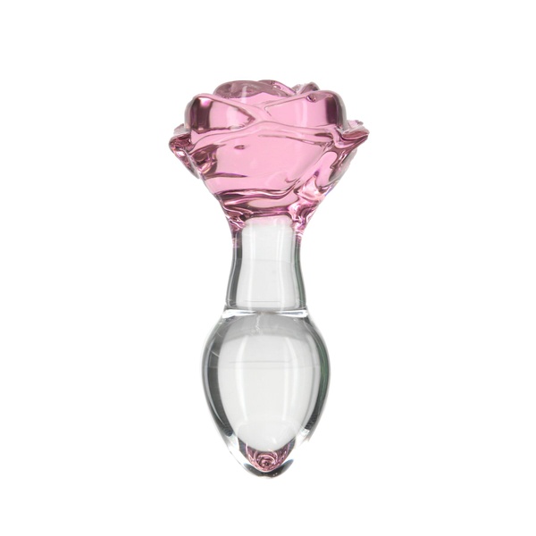 Скляна анальна пробка Pillow Talk Rosy Luxurious Glass Anal Plug, ⌀3,3 см, віброкуля в подарунок SO6834 фото