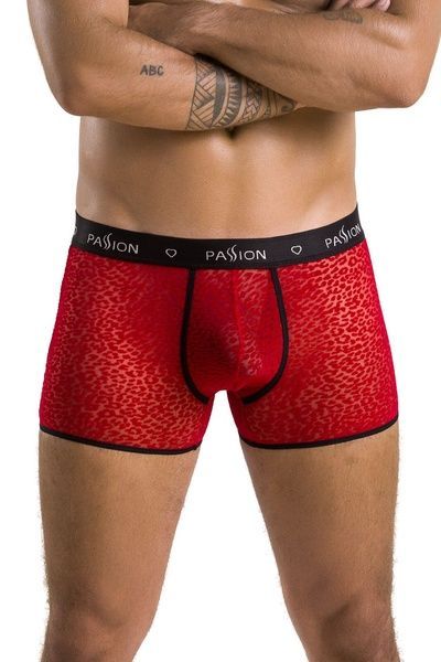 Чоловічі прозорі боксери Passion 046 SHORT PARKER L/XL Red, сітка, під леопард SO7609 фото