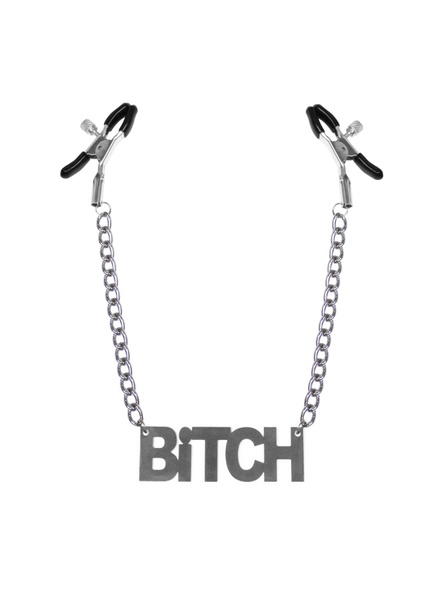 Затискачі для сосків Bitch, Feral Feelings - Nipple clamps Bitch, срібло/чорний SO3791 фото