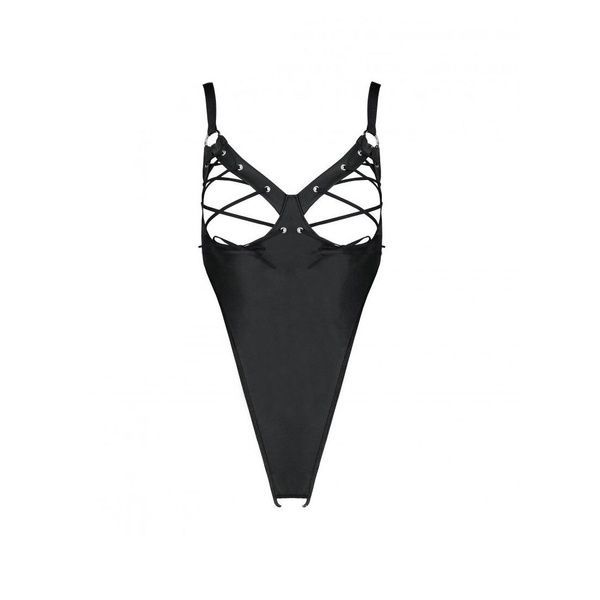 Боді з екошкіри Passion CELIN BODY L/XL, black, з доступом, відкритий SO6403 фото