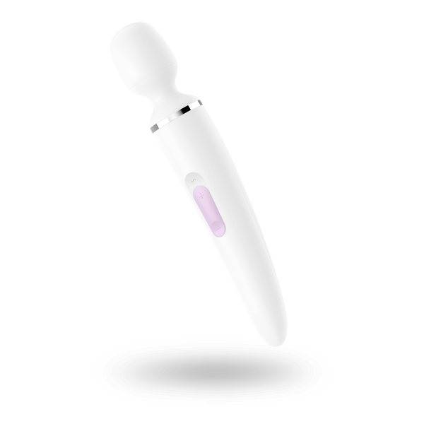 Satisfyer Wand-er Woman (White/Chrome), Вібромасажер, водонепроникний, потужний, розмір XXL TM0001124 фото