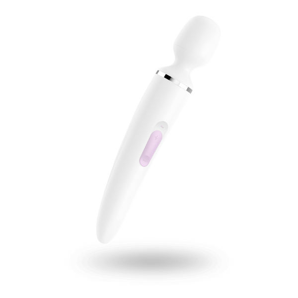 Satisfyer Wand-er Woman (White/Chrome), Вібромасажер, водонепроникний, потужний, розмір XXL TM0001124 фото