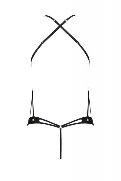 Боді з відкритим доступом Passion TASMINA BODY S/M, black, екошкіра, шнурівки, ажурні мережива SO7110 фото