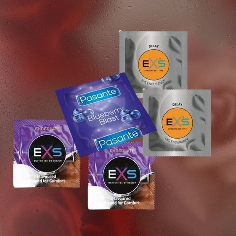Набір Blueberry Value: EXS Chocolate Flavoured - 20 шт, EXS Delay - 16 шт, Pasante Taste Blueberry - 12 шт MM2305 фото