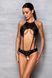 Боді з відкритим доступом Passion TASMINA BODY S/M, black, екошкіра, шнурівки, ажурні мережива SO7110 фото 6