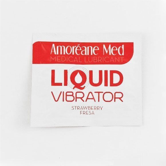 Пробник лубриканта з ефектом вібрації Amoreane Med Liquid Vibrator Strawberry (2 мл) SO3991 фото