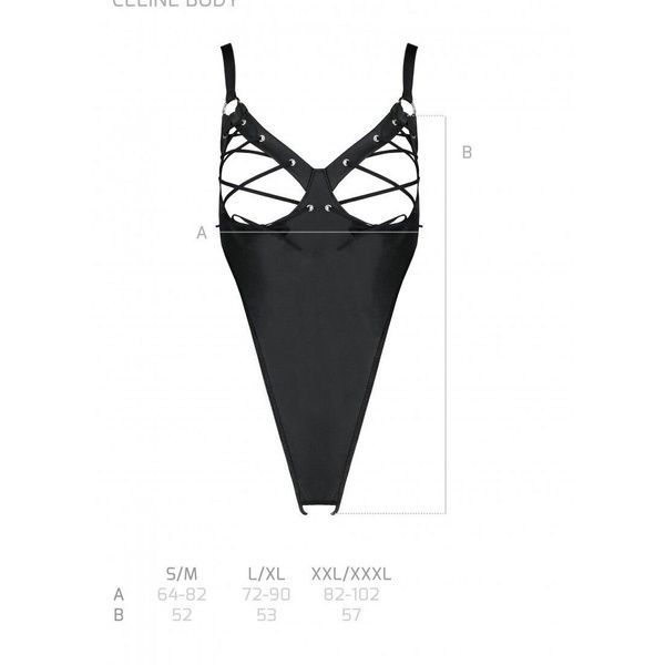Боді з екошкіри Passion CELIN BODY S/M, black, з доступом, відкритий SO6404 фото