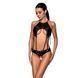 Боді з відкритим доступом Passion TASMINA BODY S/M, black, екошкіра, шнурівки, ажурні мережива SO7110 фото 1