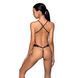 Боді з відкритим доступом Passion TASMINA BODY S/M, black, екошкіра, шнурівки, ажурні мережива SO7110 фото 2