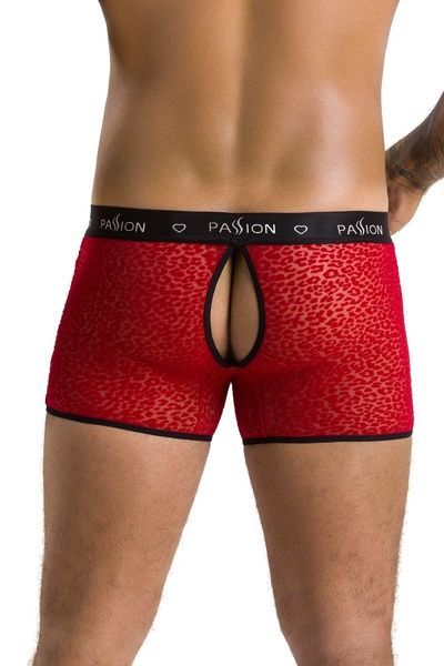 Чоловічі прозорі боксери Passion 046 SHORT PARKER XXL/XXXL Red, сітка, під леопард SO7611 фото