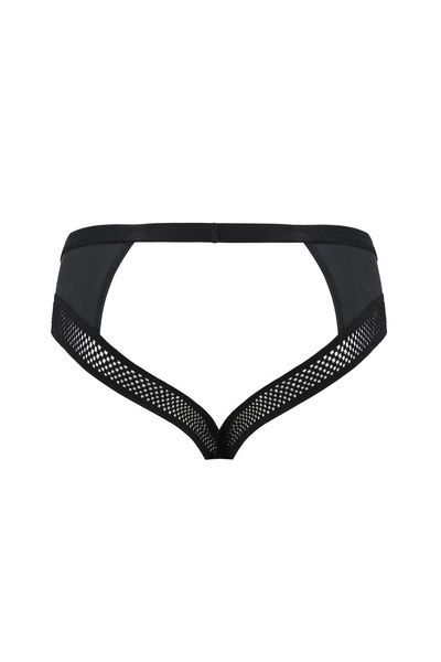 Чоловічі труси з ланцюжком Passion 030 SLIP TOM L/XL Black, екошкіра, відкриті сідниці SO7561 фото