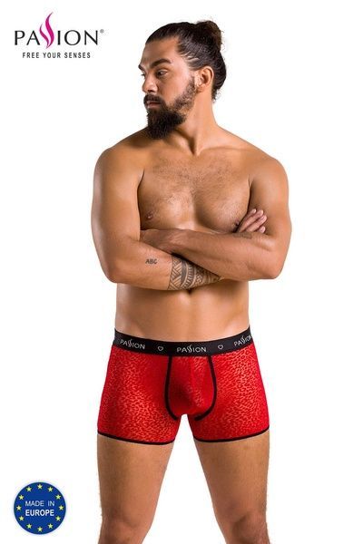 Чоловічі прозорі боксери Passion 046 SHORT PARKER XXL/XXXL Red, сітка, під леопард SO7611 фото
