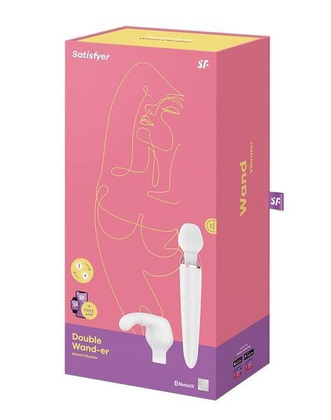 Смарт вібромасажер зі змінною головкою Satisfyer Double Wand-er (м`ята упаковка) SO6135-R фото