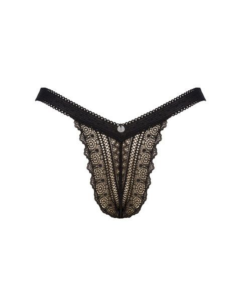 Мереживні трусики із заниженою талією Obsessive Estiqua panties M/L, чорні SO7261 фото