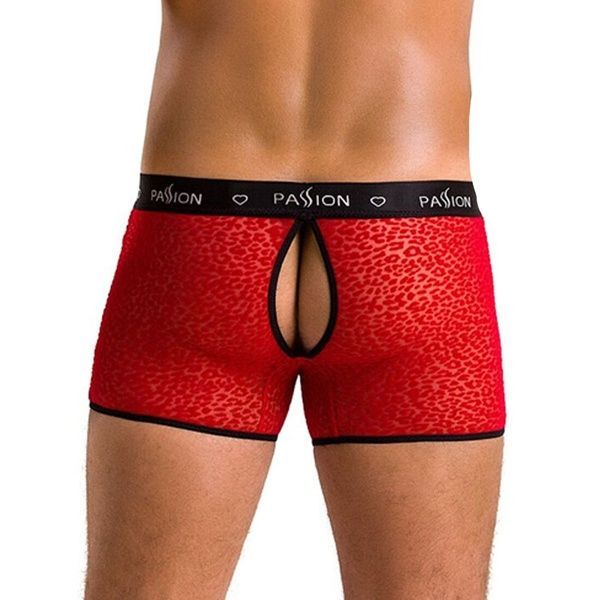 Чоловічі прозорі боксери Passion 046 SHORT PARKER XXL/XXXL Red, сітка, під леопард SO7611 фото