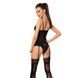 Корсет Gisele Corset black L/XL &mdash; Passion Exclusive: з вирізом на животику, вставки з біло-синього м PS24604 фото 2